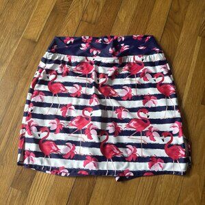 Obsession Women's Skort Pink Flamingo White Blue Stripe Tennis Golf Size L